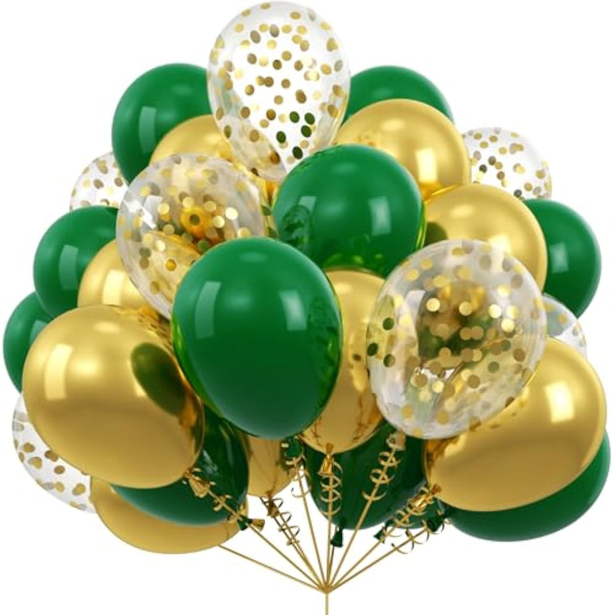 50 Gold Balloons with Ribbons – Metallic & Confetti Set for Parties, Grads and Events 2025