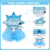 14Pcs Winter Wonderland Party Decorations Winter Centerpieces for Table, Winter Party Decorations Snowflake Centerpieces for Tables, Winter Table Decorations Honeycomb Centerpieces for Frozen Party