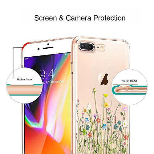 Case Compatible with iPhone 8 Plus iPhone 7 Plus Case Clear with Design Embossed Pattern TPU Soft Bumper Shock Absorption Slim Protective Case 5.5