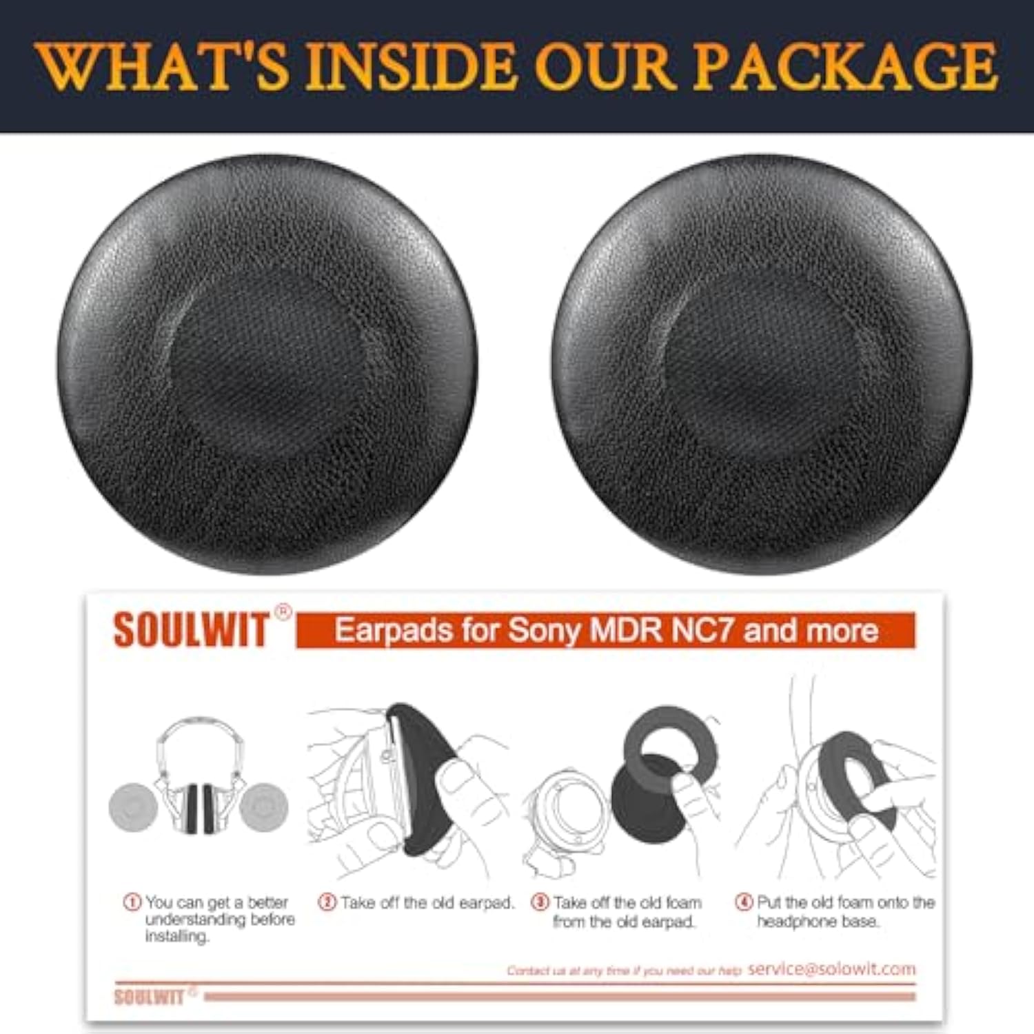 Replacement Earpads Cover For Sony Mdr-Nc7 (Mdrnc7) Noise Canceling On-Ear Headphones, Cushions Ear Pads Cover With Soft Protein Leather - Black