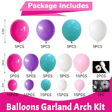 Pink Purple Balloon Arch Kit 130 Pcs Blue Purple Pink Party Balloons Garland Pastel Hot Pink Teal Purple White Latex Balloon For Girls Mermaid Birthday Baby Shower Wedding Party Decorations