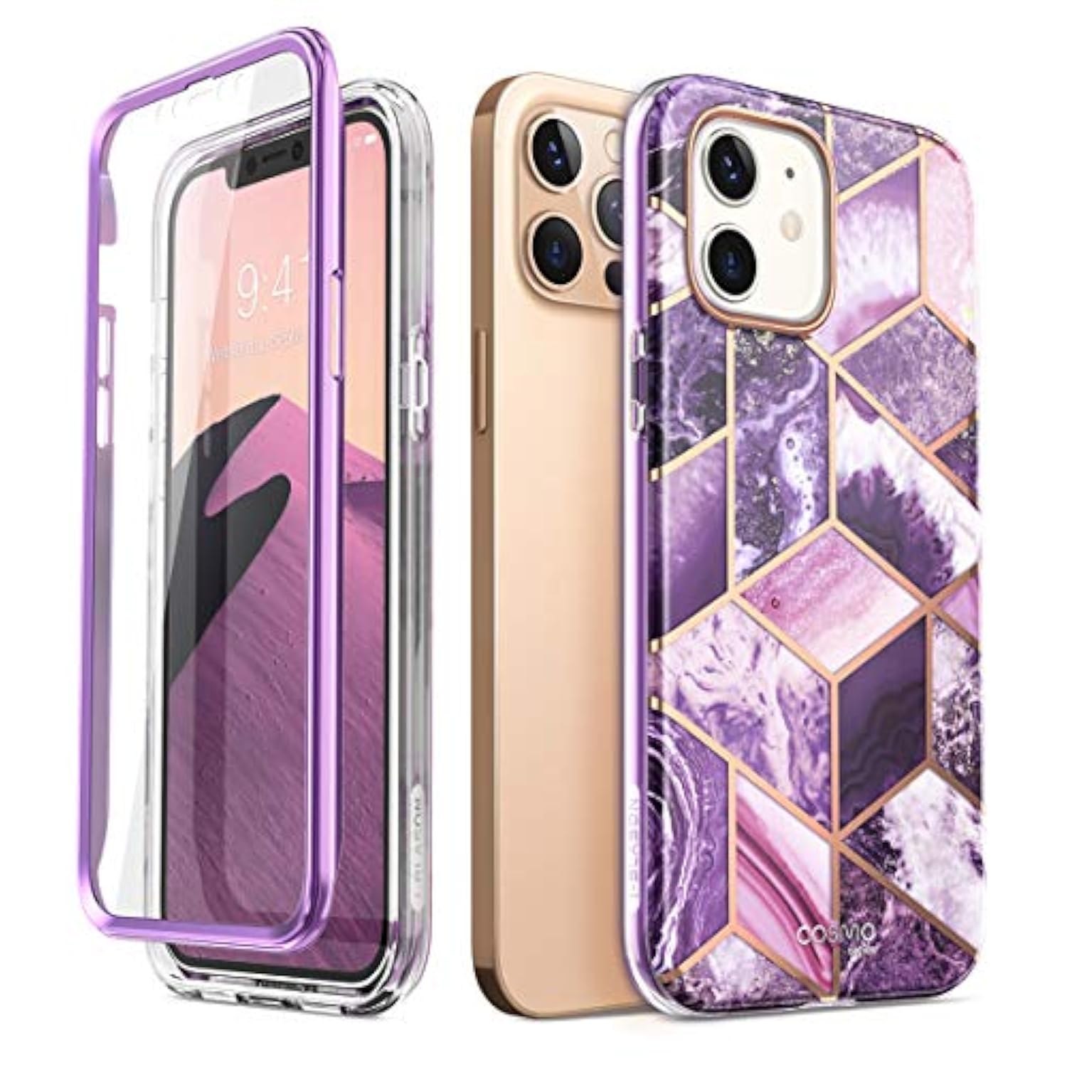 i-Blason Cosmo Series Case for iPhone 12, iPhone 12 Pro 6.1 inch (2020 Release), Slim Full-Body Stylish Protective Case with Built-in Screen Protector (Ameth)