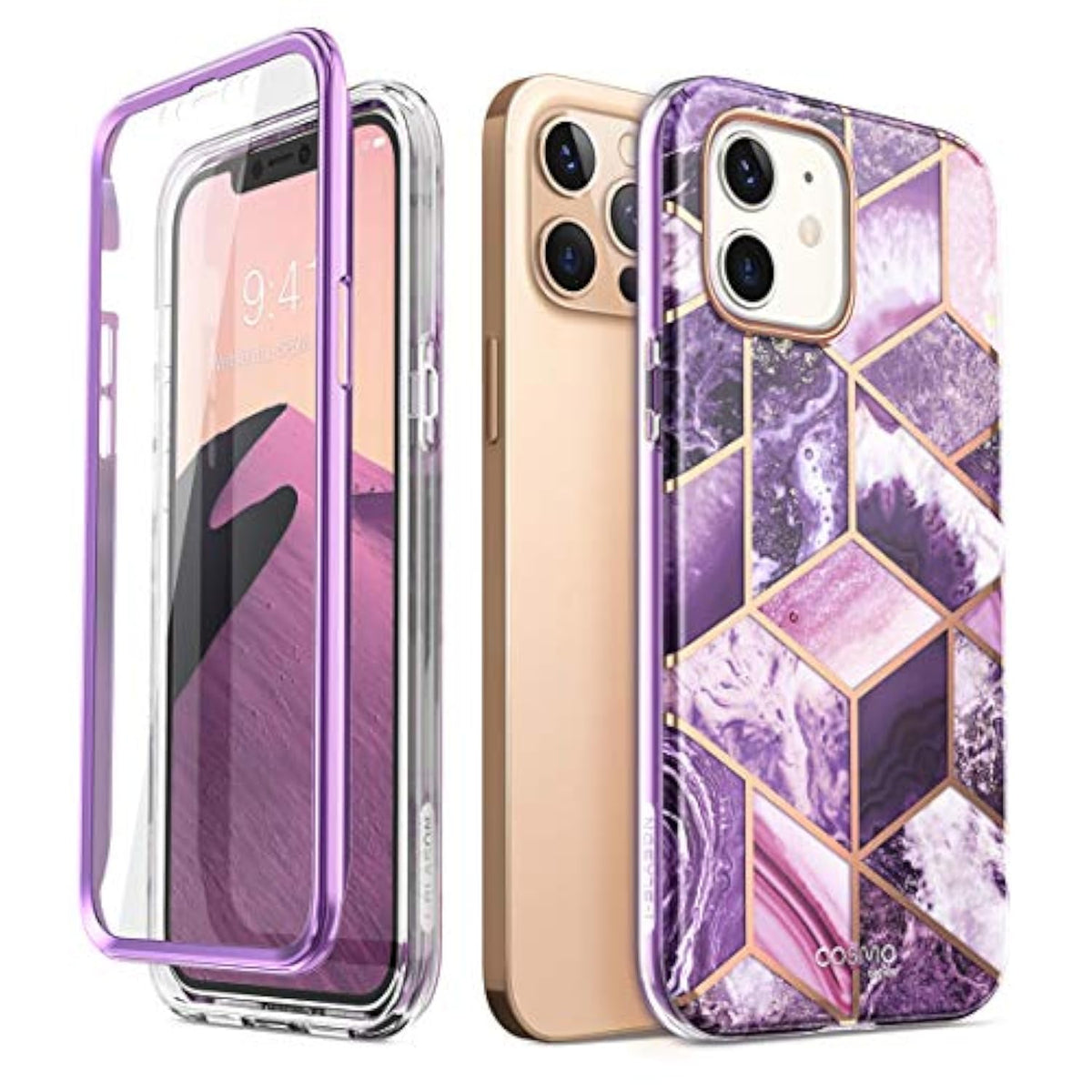 i-Blason Cosmo Series Case for iPhone 12, iPhone 12 Pro 6.1 inch (2020 Release), Slim Full-Body Stylish Protective Case with Built-in Screen Protector (Ameth)