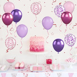 50Pcs 12 Inch Pink Purple Balloons: Metallic & Confetti, Party Balloons For Birthday, Wedding, Baby Shower, Unisex Adults & Children