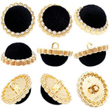 10Pcs Round Shank Buttons For Sewing Black Velvet Gold Button Crafts C
