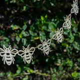 Wood Bee Garland Banner For Party Decorations - Baby Shower, Birthday, Wall, Fireplace, Room Decor - Pom Pom Happy Bee Theme (7 Pcs)