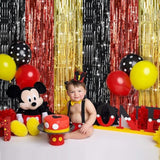 Black, Red & Gold Door Streamers — Metallic Fringe Curtain for Parties & Events