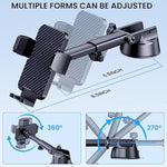 Phone Holder Car [Military Grade Suction Ultra Strong Base] Cell Phone Car Holder 3 In 1 Dashboard Windshield Air Vent Hands-Free For Iphone Android Phones