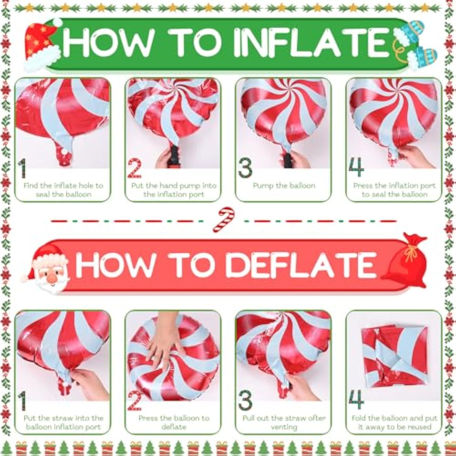 34pc Christmas Foil Balloons Candy Cane, Gift Box & Star Mylar Set
