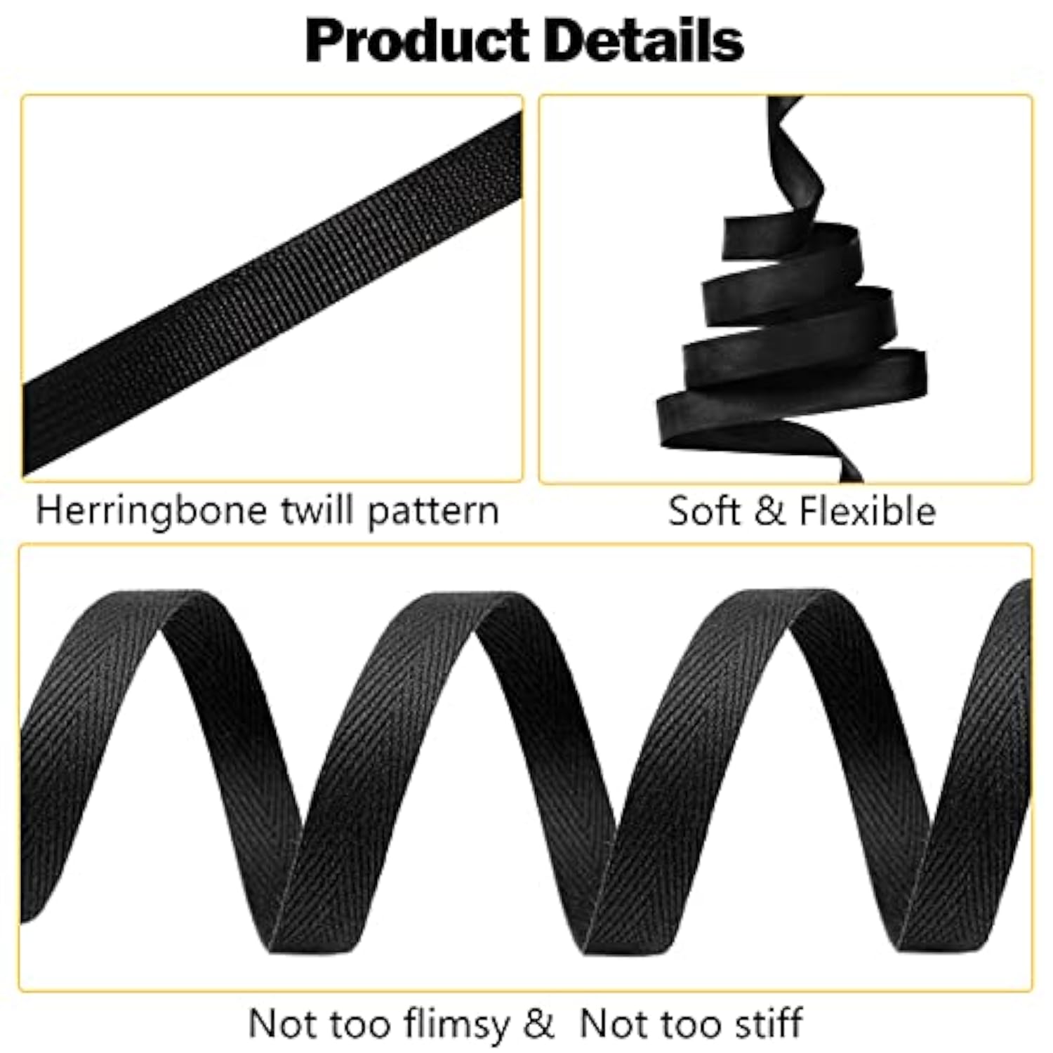 3/8-Inch 10Mm Wide Black Straps Nylon Webbing 25 Yards