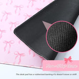 Large Pink Bows Mouse Pads Coquette Kawaii Mouse Pad 31.5 X 15.75 Inches Preppy Trendy Computer Desk Mat For Laptop With Non-Slip Rubber Base Mat Office Accessories Decor For Women