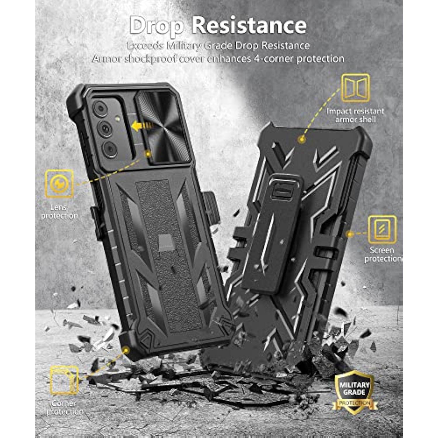 Case For Samsung Galaxy A13 5G: Grade Drop Proof Protection Rugged Protective A13 5G/4G Phone Cover With Belt Clip Holster Kickstand & Slide - Shockproof Tpu Matte Textured Bumper - Black