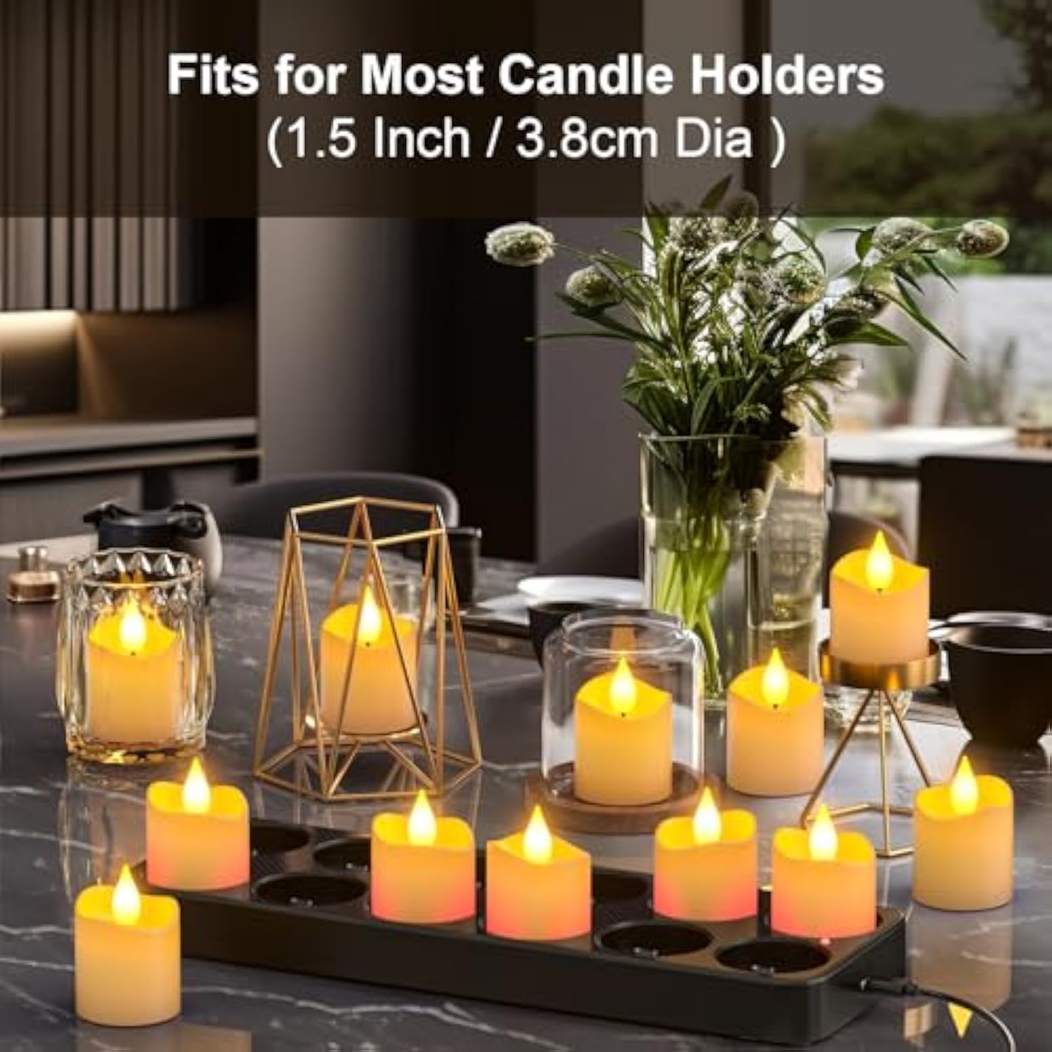 Rechargeable Flameless Candles With Remote Timer & Charging Base, 12 Pack Votive Candles Battery Operated Tea Lights Flickering, Led Tealights For Home Wedding Halloween Fall Christmas Decor