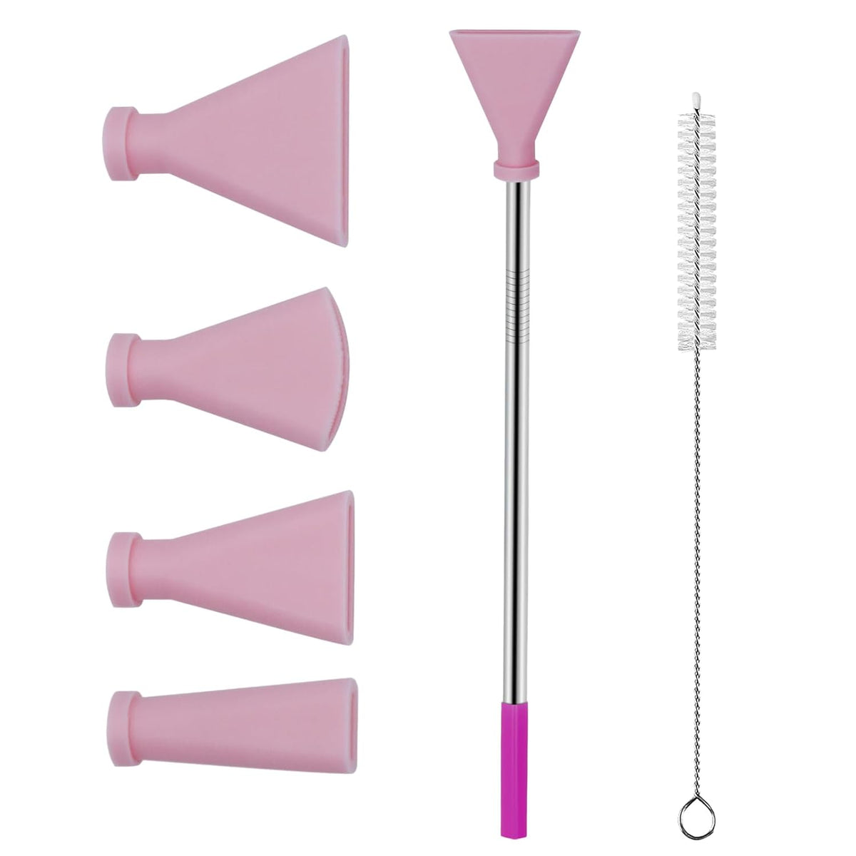 4Pcs Stainless Steel Straw Blow Nozzles Set For Acrylic Paint Pouring Supplies, Painting Nozzle Tool With 4 Size Nozzles, Pour Painting Supplies For Fluid Art Bloom And Dutch Pouring (Pink)