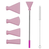 4Pcs Stainless Steel Straw Blow Nozzles Set For Acrylic Paint Pouring Supplies, Painting Nozzle Tool With 4 Size Nozzles, Pour Painting Supplies For Fluid Art Bloom And Dutch Pouring (Pink)