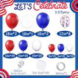 Red White And Blue Balloons Garland Arch Kit 153Pcs 4Th Of July Decorations Independence Day Red White Blue Confetti Latex Balloons For Baseball Birthday Patriotic Party Graduation Party Supplies