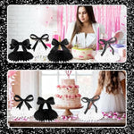Black Bow Birthday Decorations Honeycomb Centerpieces, 9Pcs Black Coquette Birthday Decorations For Table 3D Bow Birthday Decorations Coquette Baby Shower Decorations For Bow Birthday Baby Shower