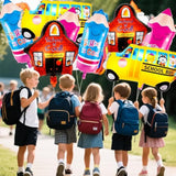 8-pc back-to-school decor with bus and pencil foil balloons for first-day parties