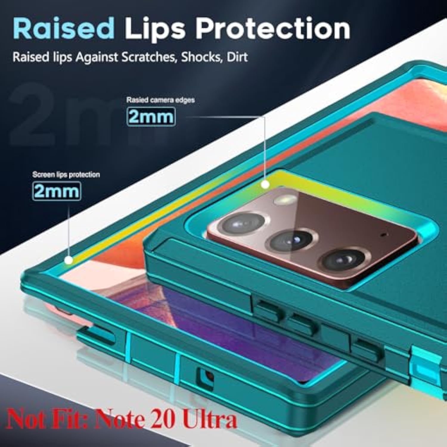 Compatible For Samsung Galaxy Note-20 Case[?????? ?????? Note 20 Ultra]: Samsung Note 20 Case, Military Grade Protection, 3 In 1 Full Body Shockproof Drop Cell Phone Cover Funda Note20, Teal Blue