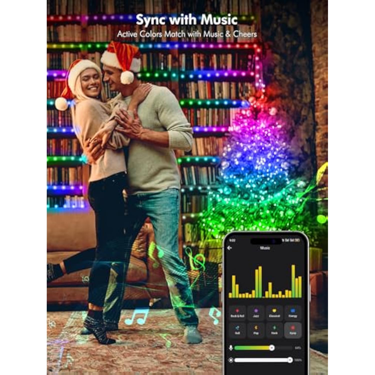 Smart Fairy Lights, 66Ft 200 Led String Light Wifi Smart Christmas Lights App Controlled, Rgb Color Changing Mini Light