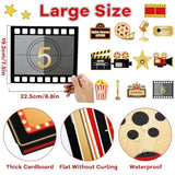 Movie Night Porch Sign Banner 12Pcs Movie Signs Cards For Home Film Backdrop Party Decoration Welcome Now Showing Door Hanging Banner Night Cutouts For Theater Photography Family Party Supplies