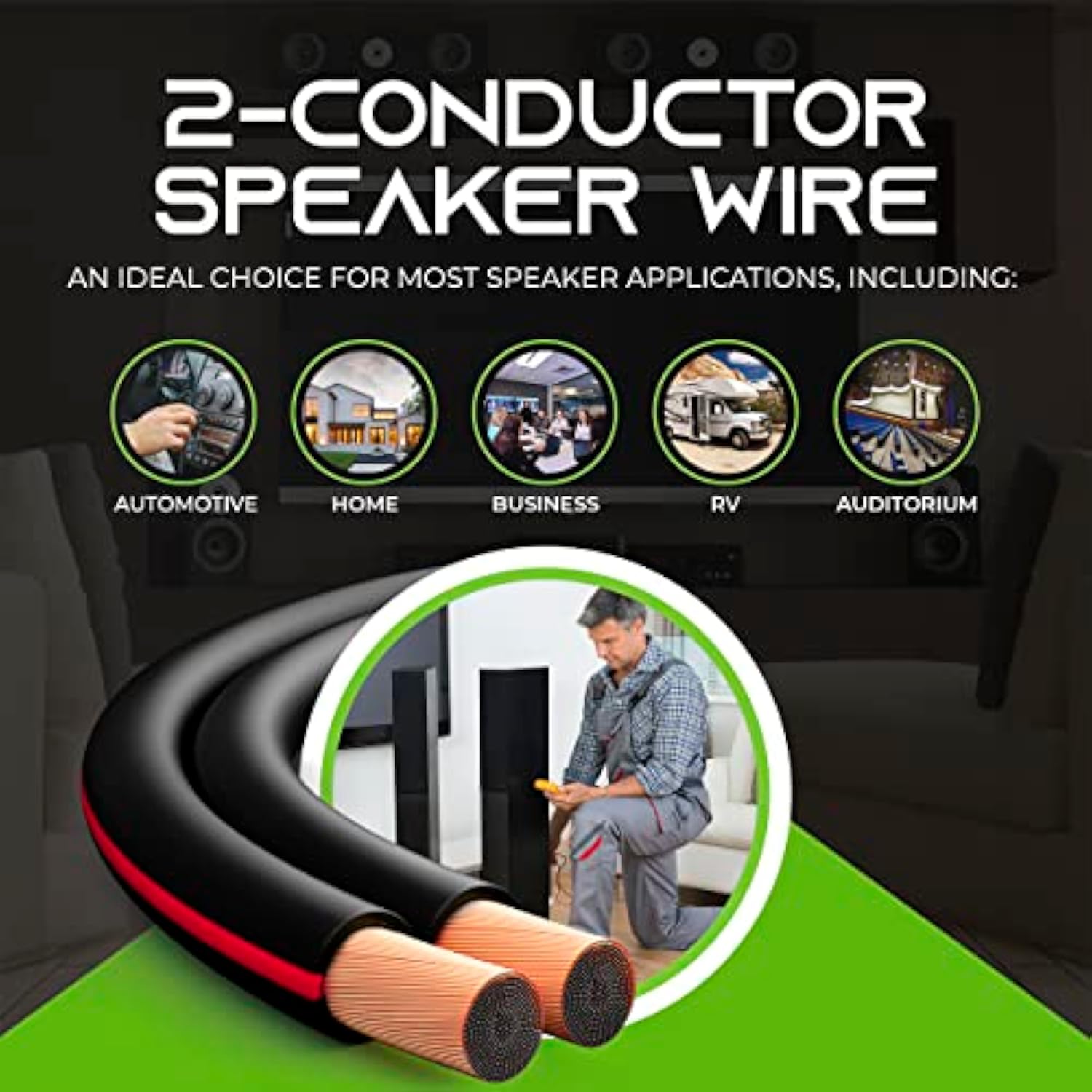 GEARit 18AWG Speaker Wire, Pro Series 18 Gauge Speaker Wire Cable (200 Feet / 60 Meters) Great Use for Home Theater Speakers and Car Speakers, Black