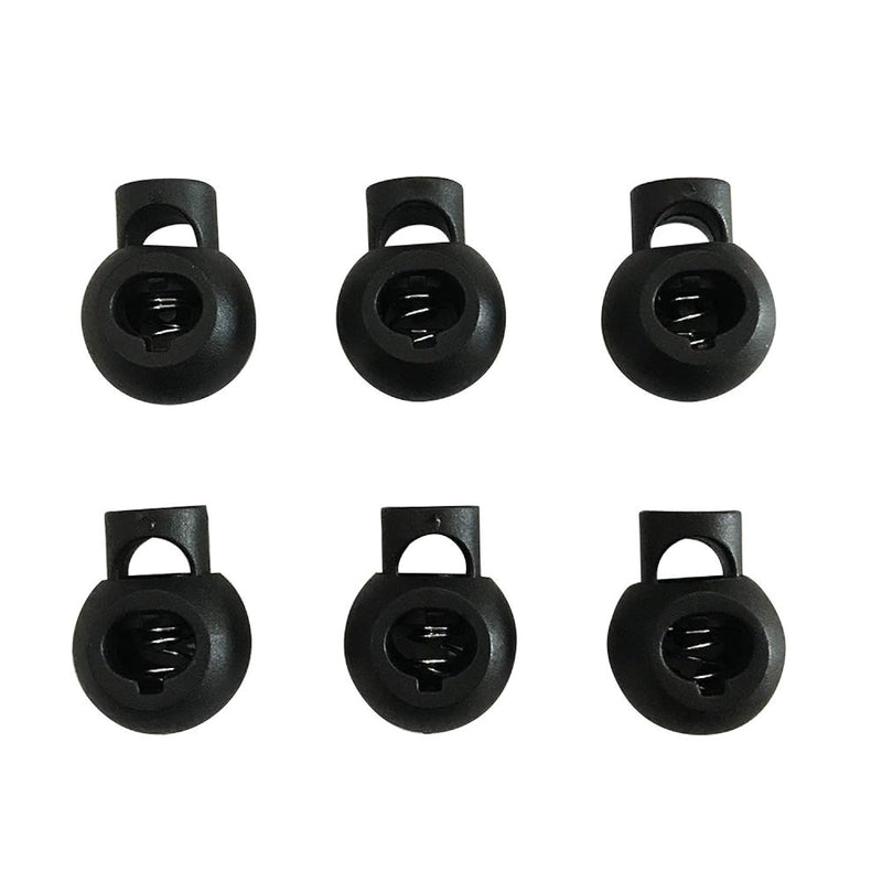 Round Spring Cord Lock - Black Plastic Toggle Stopper - Cordlock Stoppers For