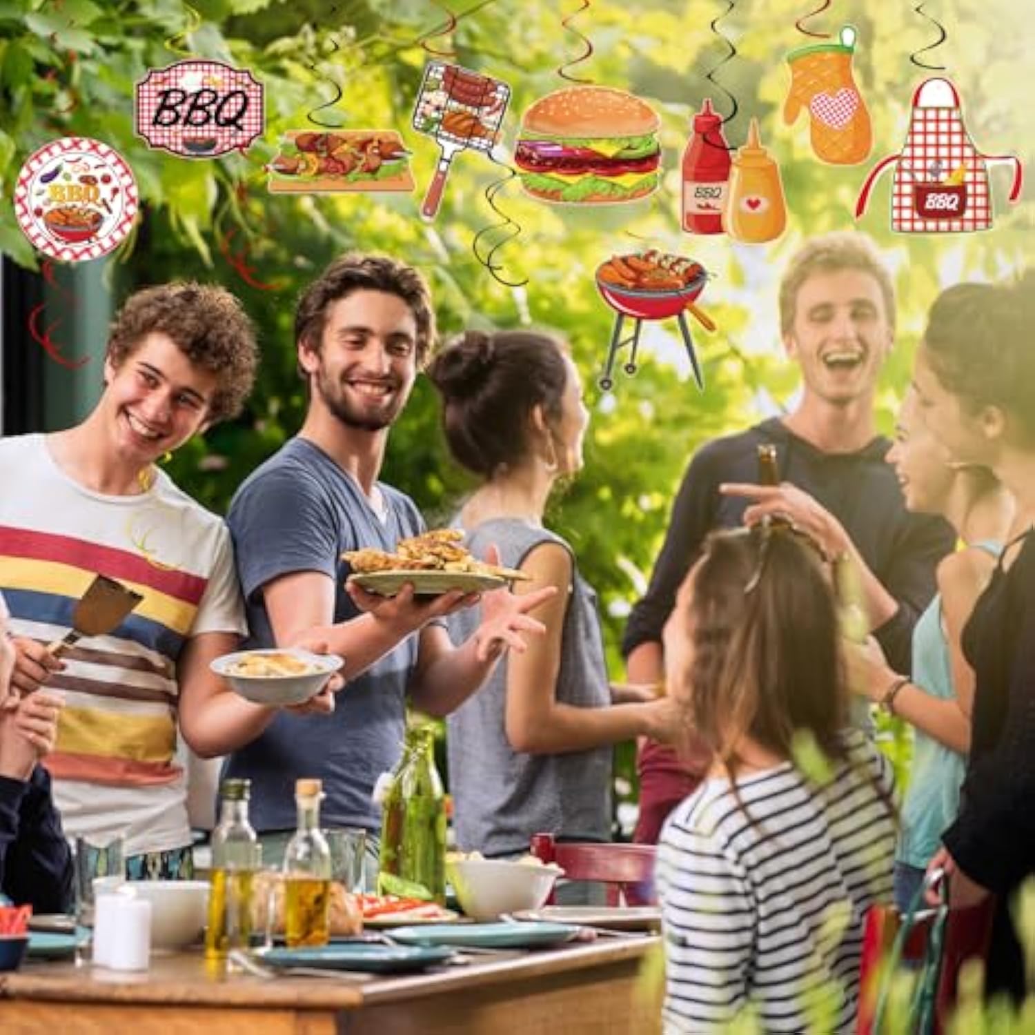 58 Pcs Summer Picnic Party Hanging Decoration Bbq Party Decorations Bbq Picnic Birthday Hanging Swirl For Kids Summer Picnic Holidays Birthday Carnival Party Supplies