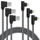 3 Pack 10Ft/3M [The Most Durable Cable] 90 Degree Charging Cable Extra Long Nylon Braided Certified Cable Compatible With Iphone 12/11/Xs Max/Xs/Xr/X, 8 7 6 (Black Gray, 10Ft)