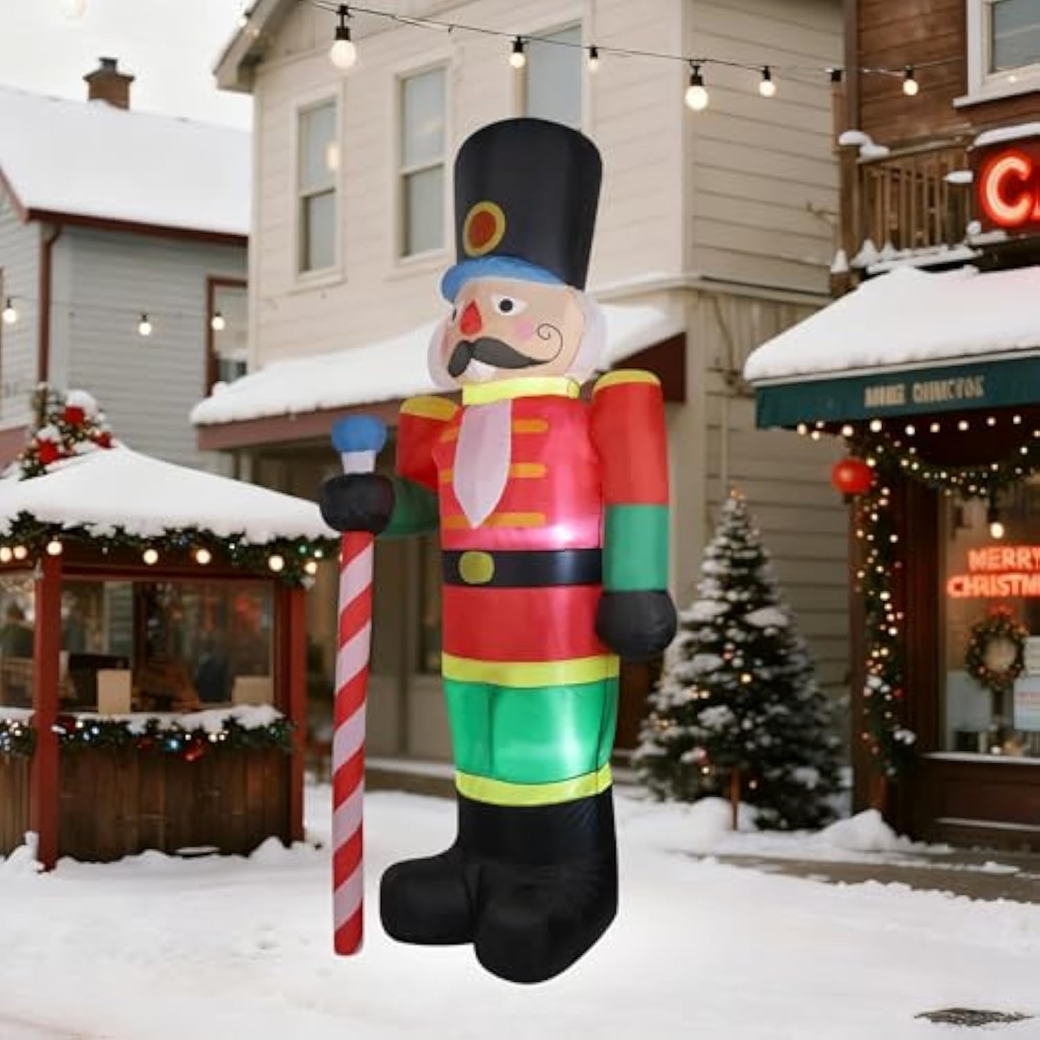 8 Ft Christmas Inflatable Nutcracker Soldier Outdoor Decorations, Blow Up Decorations Santa Soldier With Led Lights For