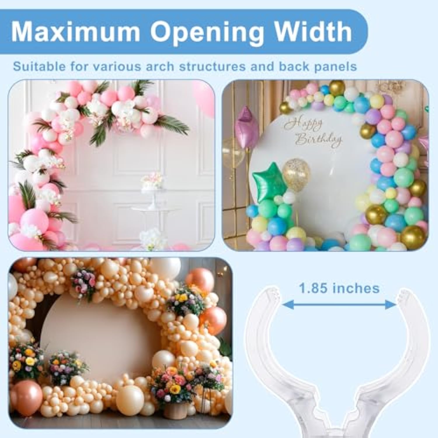 20Pcs Balloon Arch Clips Transparent Large Plastic Backdrop Clips Spring Clamps 3.54Inch Heavy Duty Clamps For Balloon Arch Crafts Backdrop Woodworking Photography Studios