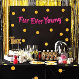 Furever Young Pink Glitter Banner Dog & Cat Birthday Decorations Funny Puppy And Kitten Party Supplies