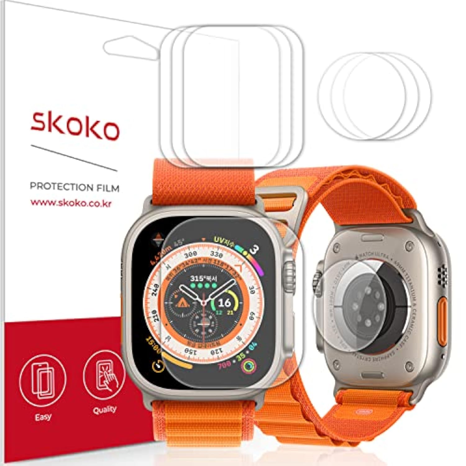 [3+3 Pcs Back & Screen Protector Compatible With Apple Watch Ultra 2/ Ultra 49Mm, Full Coverage, Easy Installation, Flexible Cover, Anti Scratch, Sensor Protective Film