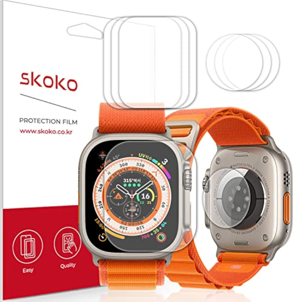 [3+3 Pcs Back & Screen Protector Compatible With Apple Watch Ultra 2/ Ultra 49Mm, Full Coverage, Easy Installation, Flexible Cover, Anti Scratch, Sensor Protective Film