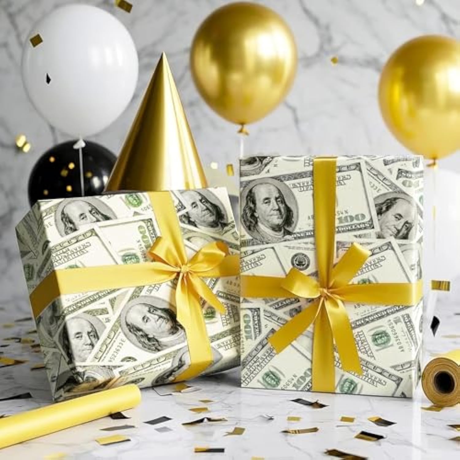 Money Wrapping Paper Roll - Mini Roll - 17 Inch X 16.5 Feet - Dollar Bills Funny Wrapping Paper Perfect For Men Women Adult, Birthday