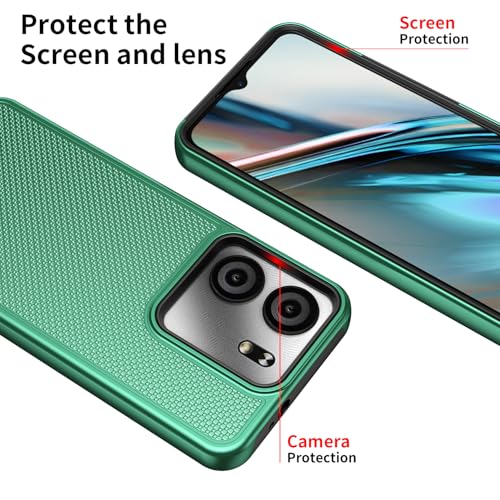For Blu View 5 Phone Case With Tempered Glass Screen Protector,Dual Layer Heavy Duty Shockproof Protection Phone Case Cover For Blu View 5 (Dark Green)