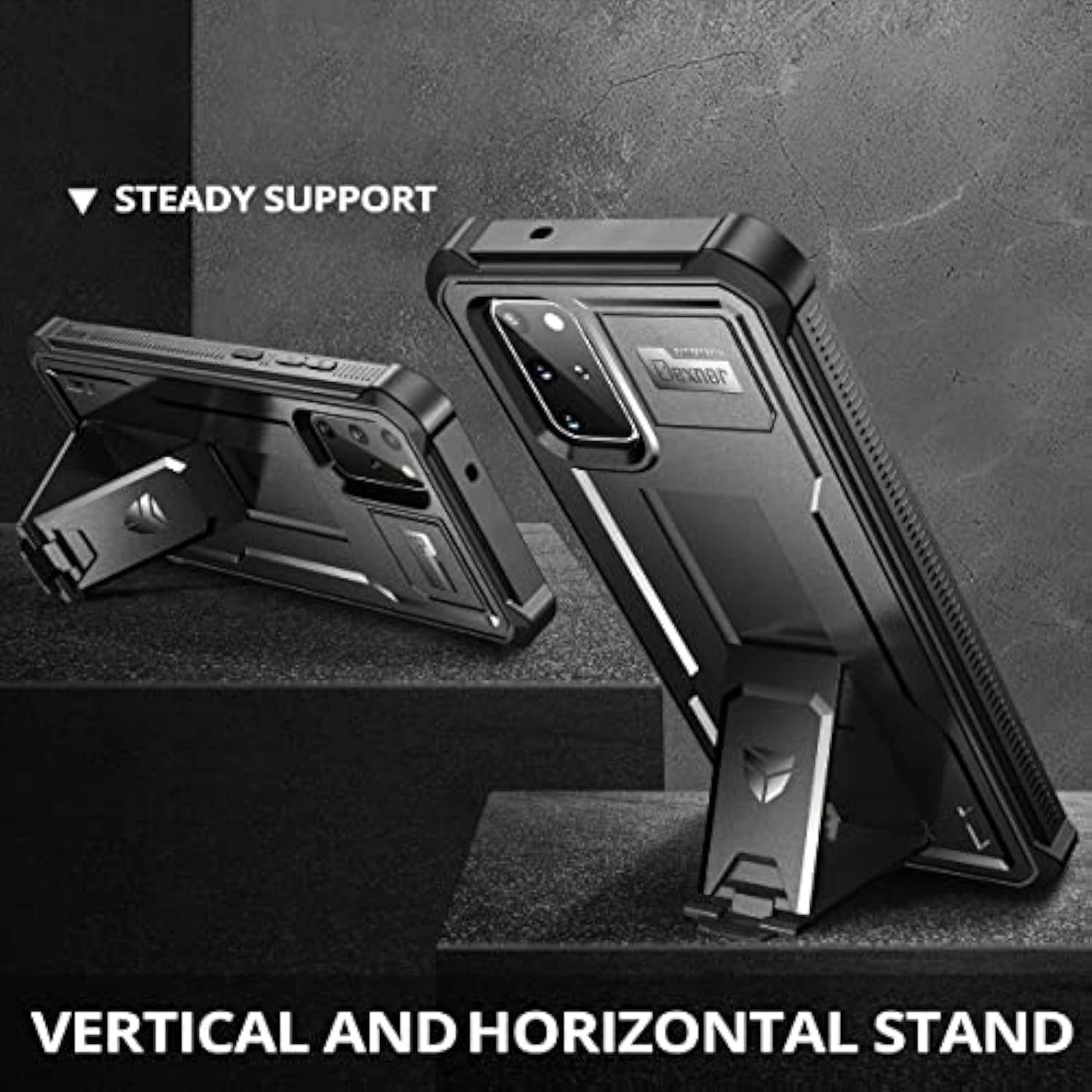 For Samsung S20 Plus Case, [Built In Screen Protector And Kickstand] Heavy Duty Grade Protection Shockproof Protective Cover For Samsung S20 Plus - Black