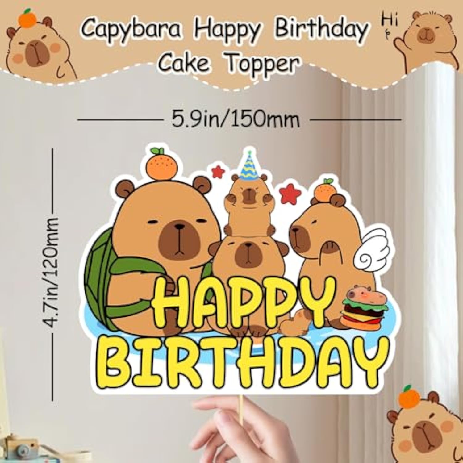 37Pcs Capybara Birthday Decorations, Capybara Theme Cake & Cupcake Decorations, 19 Unique Designs Capybara Cake Topper, Capybara Lovers Party Supplies For Birthday, Baby Shower & Kids Celebration