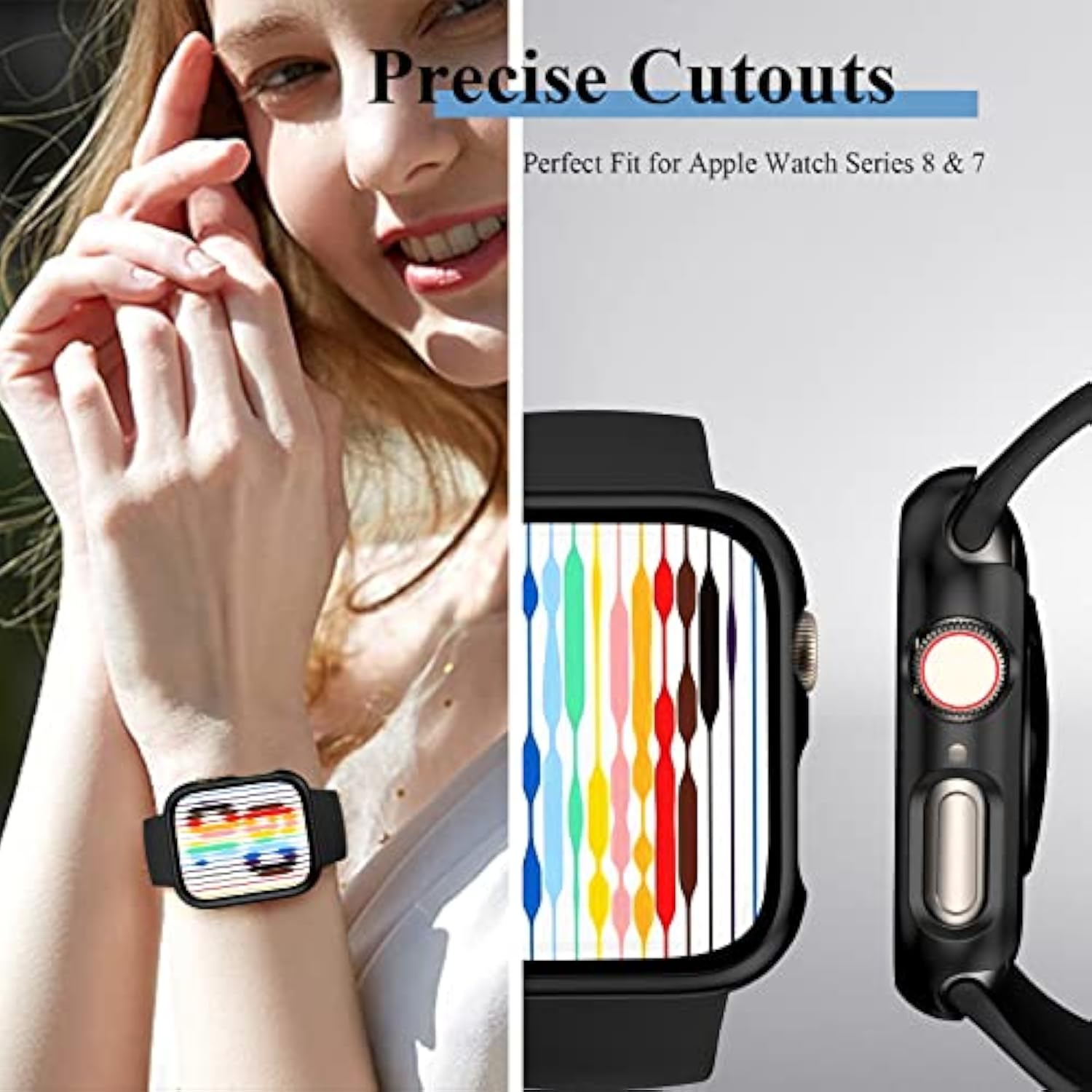 [2 Pack] Compatible For Watch 44Mm Se 2Nd /Se/Series 6 5 4 Tempered Glass Screen Protector With Black Bumper Case, Full Coverage Easy Install Bubble-Free Cover For Iwatch Accessories