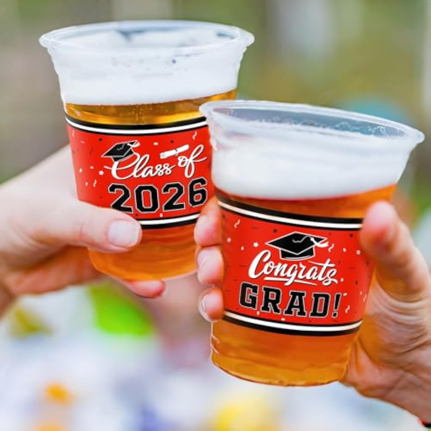 Class Of 2026 Celebration - 100 Pcs 16Oz Red Graduation Plastic Cups For Sturdy & Durable Drinkware For Grad Festivities | Essential Graduation Party Supplies & Decorations