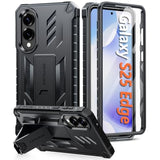 For Samsung Galaxy S25-Edge Case: Military Grade Drop Proof Protection Mobile Cover With Kickstand | Matte Textured Rugged Shockproof Tpu | Protective Sturdy Phonecase - Black