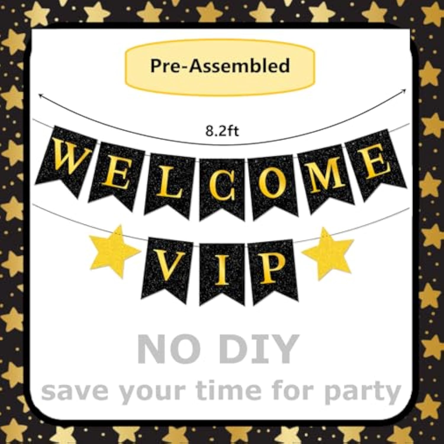 VIP Red Carpet Party Decorations Black Gold Banner Stars Hanging Swirls