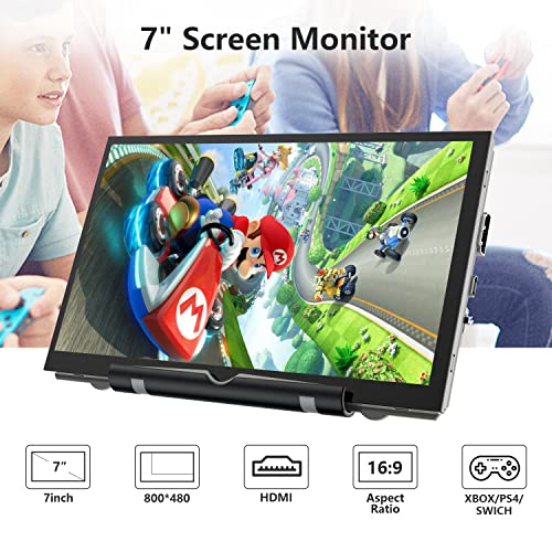 Raspberry Pi Screen, 7 Inch Portable Monitor External Display 800X480 Ips Screen Small Hdmi Monitor For Raspberry Pi 400/4/3/2/Zero/B/B+ Jetson Nano Win11/10/8/7 (Non-Touch)