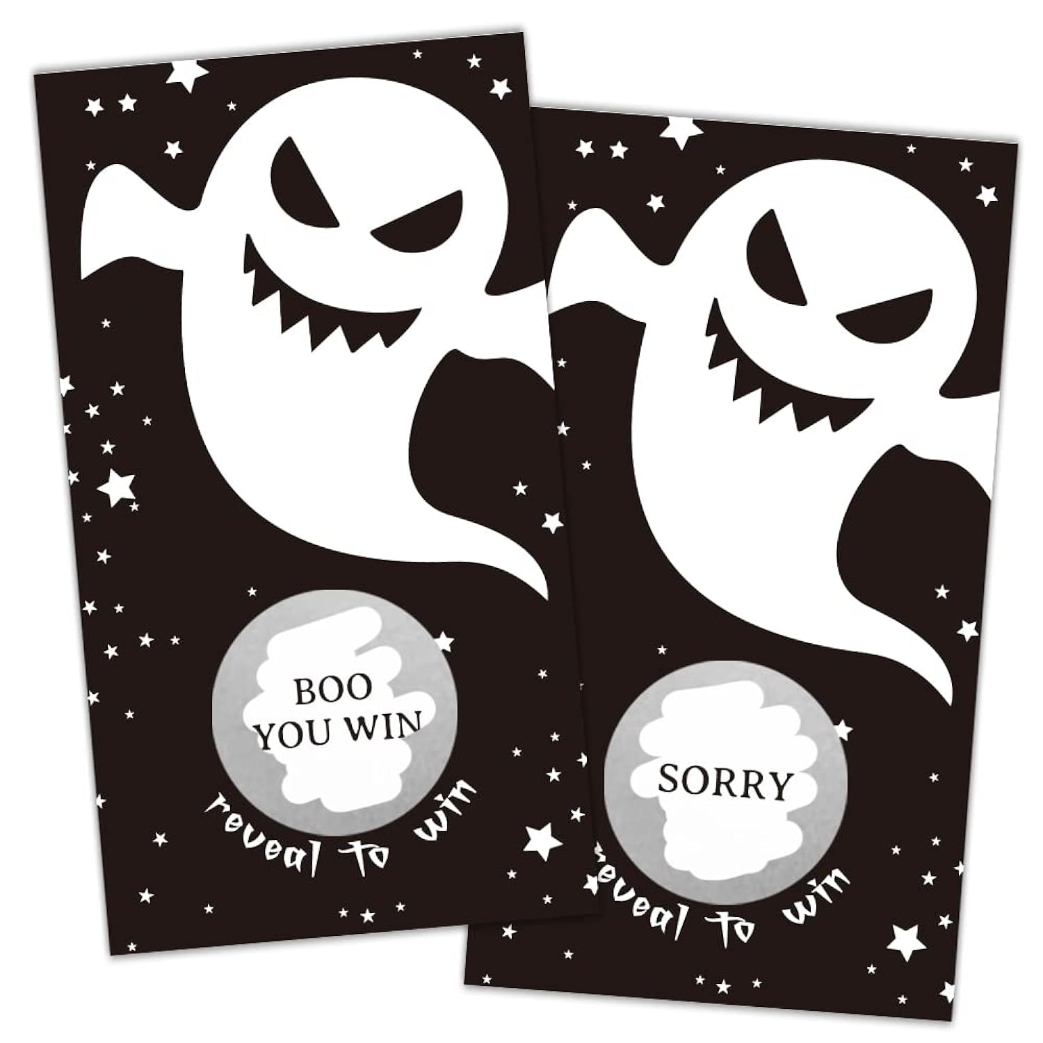 Spooky Ghost Party Game Scratch Off Cards?32 Pcs? Funny Halloween Activity For Groups Kids Adults Festive Raffle Tickets Black And White Party Favors Halloween Holiday Games Supplies