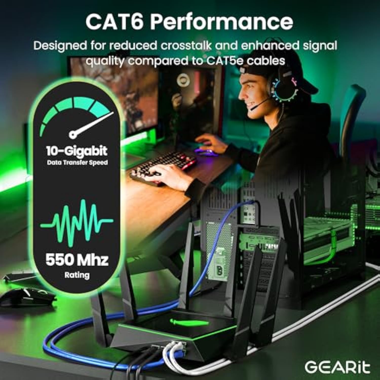 GearIT Cat 6 Ethernet Cable 3 ft (10-Pack) - Cat6 Patch Cable, Cat 6 Patch Cab