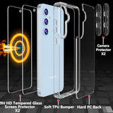 Case For Samsung Galaxy S24 Fe Case With Tempered Glass Screen Protector And Camera Lens Protector, Hard Pc Back Cover Soft Tpu Edge Bumper Design Phone Case For Women Men Girl Boy (Clear)