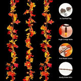 Fall Decorations Fall Garland With Lights 9Ft Plug In Lighted Thanksgiving Garland With 50 Incandescent Bulbs Fall Decor Lights For Outdoor Indoor Home Party Autumn Halloween Fall Harvest Decor