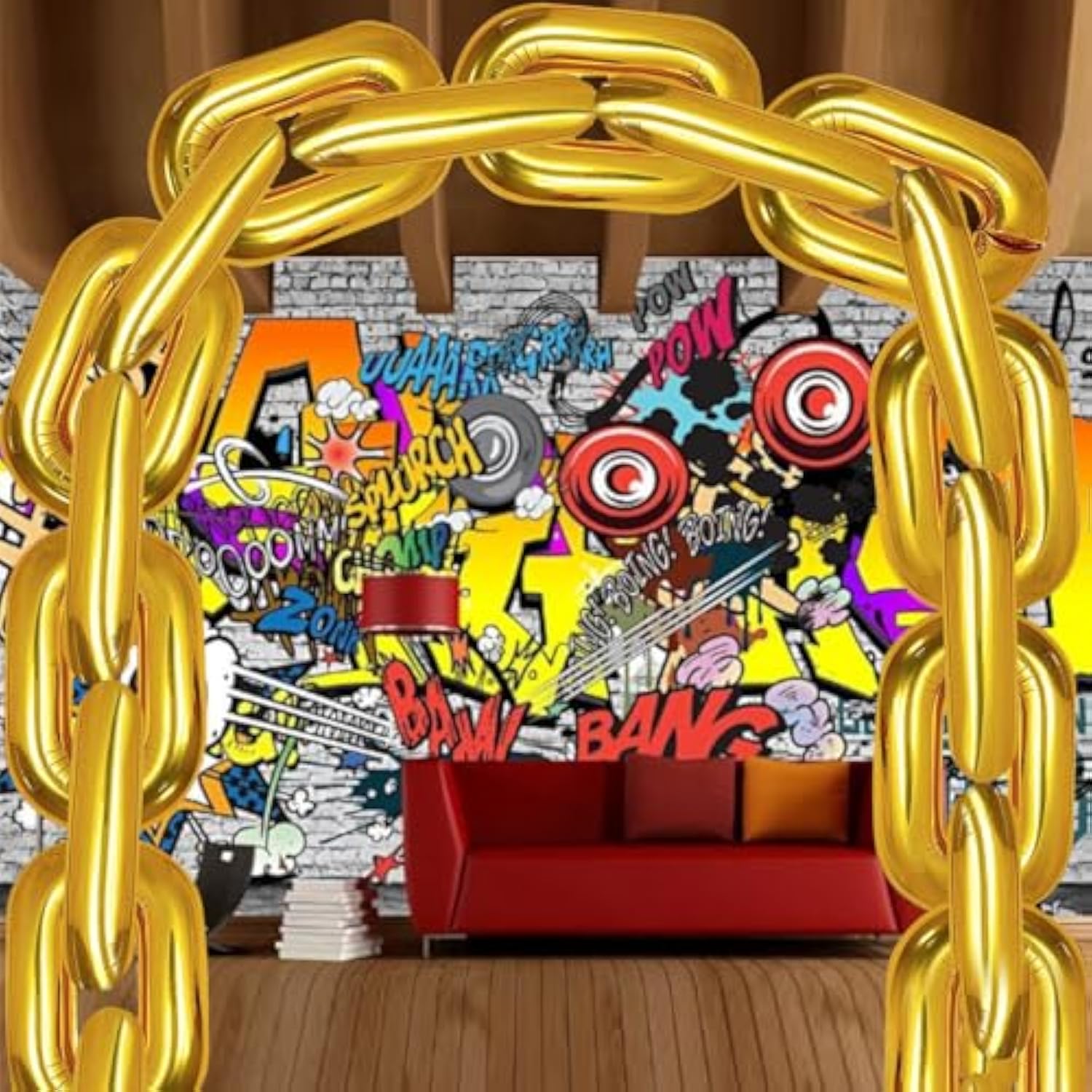 Hip Hop Party Decorations Ain'T Nothing But A Gangsta Banner Jumbo Chain Balloons Retro 70S 80S 90S Inflatable Radio Boombox Decor