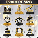 9 Pcs Graduation Party Decorations, Graduation Honeycomb Centerpieces For Tables Centerpieces 3D Graduation Theme Party Decor Supplies