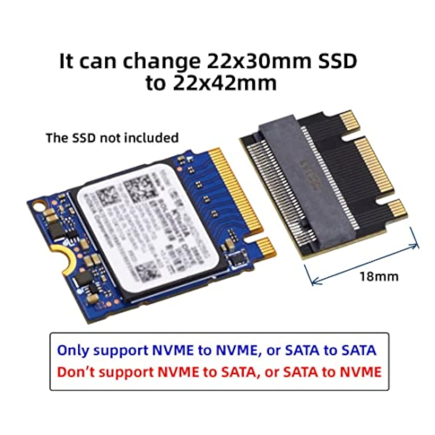 Cy M.2 2230 To 2242 Extension Adapter,Ngff B+M Key Nvme M-Key 2230 To 2242 Mal
